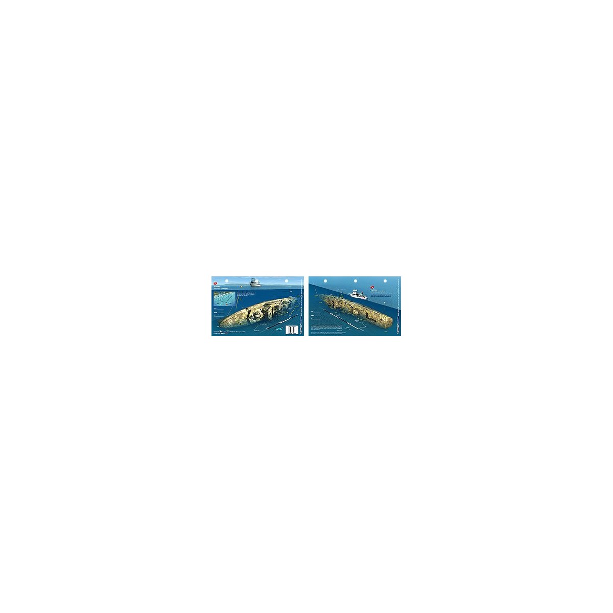 Yukon in San Diego, California (8.5 x 5.5 Inches) (21.6 x 15cm) - New Art to Media Underwater Waterproof 3D Dive Site Map