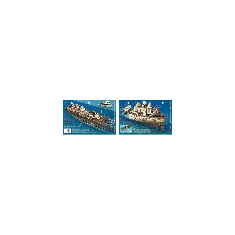 Vandenberg Stern in Key West, Florida (8.5 x 5.5 Inches) (21.6 x 15cm) - New Art to Media Underwater Waterproof 3D Dive Site Map