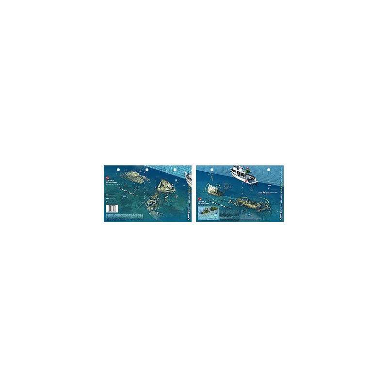 Joe`s Tug in Key West, Florida (8.5 x 5.5 Inches) (21.6 x 15cm) - New Art to Media Underwater Waterproof 3D Dive Site Map