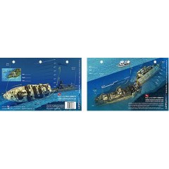 Russian Destroyer in Cayman Brac, Cayman Islands (8.5 x 5.5 Inches) - New Art to Media Underwater Waterproof 3D Dive Site Map