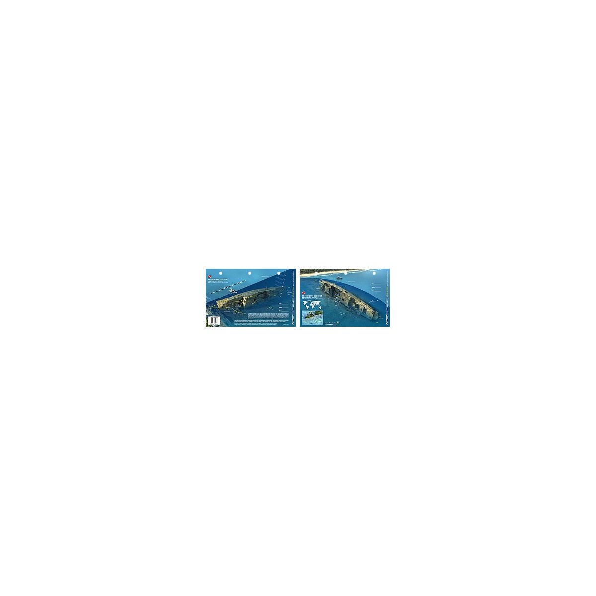 SS President Coolidge in Vanuatu (8.5 x 5.5 Inches) (21.6 x 15cm) - New Art to Media Underwater Waterproof 3D Dive Site Map