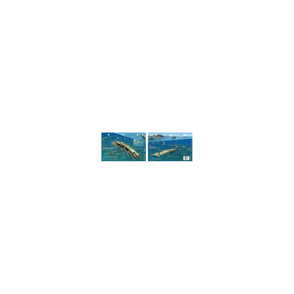 Rhone Bow in British Virgin Islands (8.5 x 5.5 Inches) (21.6 x 15cm) - New Art to Media Underwater Waterproof 3D Dive Site Map