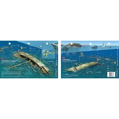 Rhone Bow in British Virgin Islands (8.5 x 5.5 Inches) (21.6 x 15cm) - New Art to Media Underwater Waterproof 3D Dive Site Map
